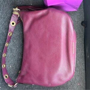 Michael Kors Plum Leather Shoulder Bag with Gold Accents